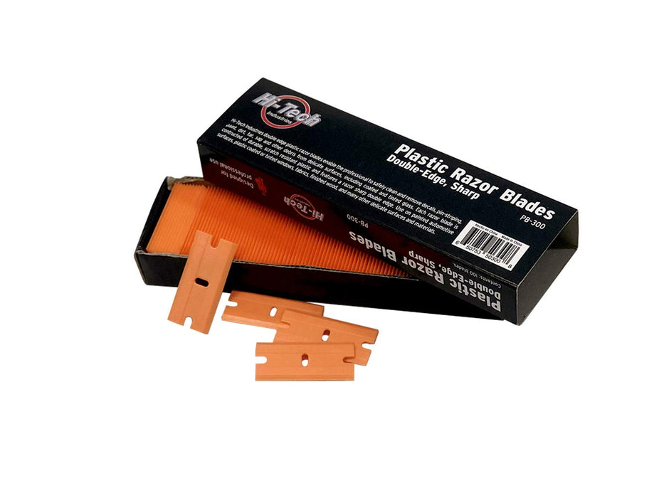 HTI Plastic Double Edge Razor Blades - Lames de plastique orange / boite de 100